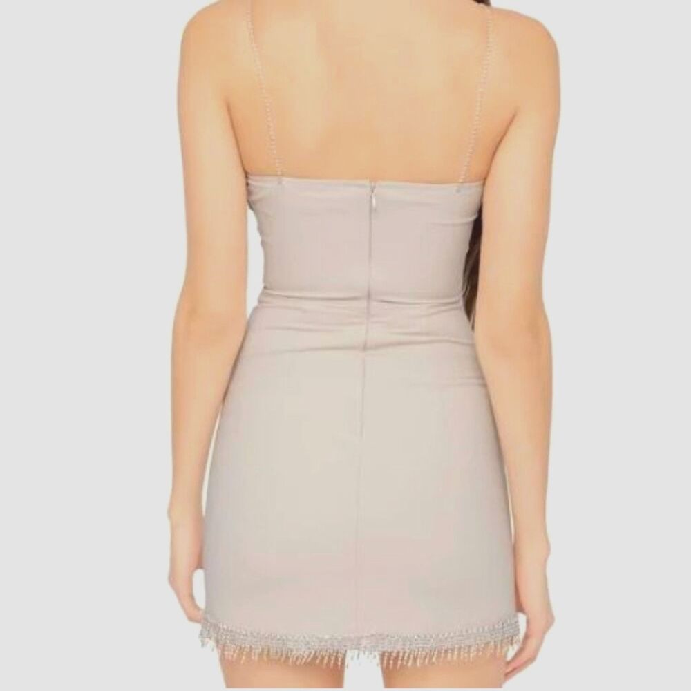 NWT Heiress Beverly Hills Nude Diamanté Straps/Hem Mini Dress, size M - Picture 6 of 10